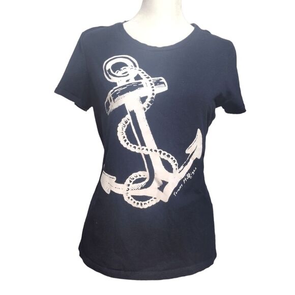 Tommy Hilfiger Anchor T-Shirt Sz M Navy Blue Stretchy Tee - Picture 1 of 6